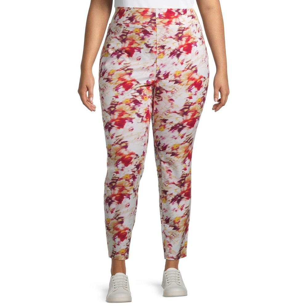 Terra & Sky Watercolor Floral Plus Size‎ Mid Rise Jegging Size 2X 20W-22W NWT